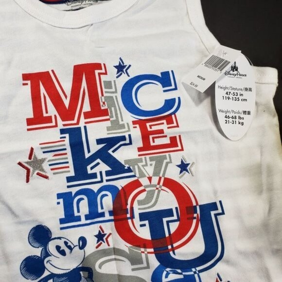 Disney Mickey Mouse Tank Stars Stripes Knit Shirt Top Patriotic Sleeveless Girls - Picture 6 of 11